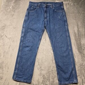 KEY Carpenter Jeans Mens 36x30 Blue Denim Workwear Straight Leg Pants